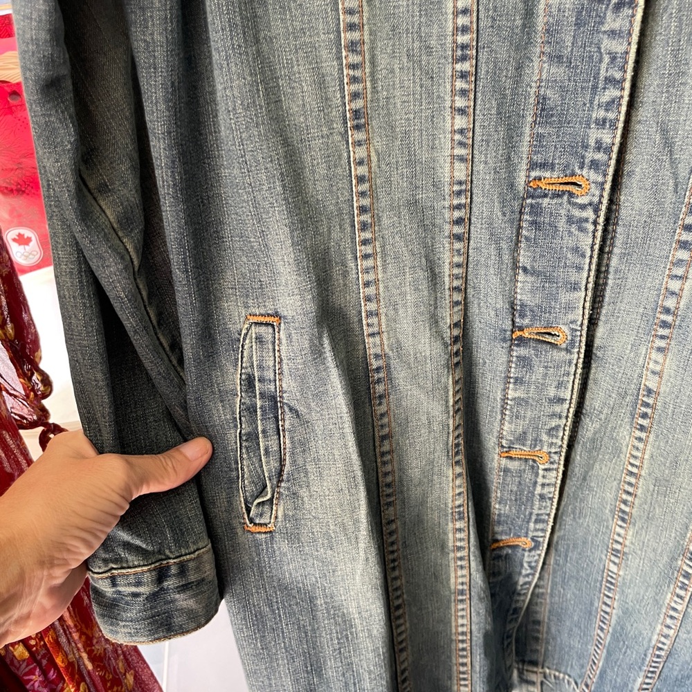 Vintage Women's Denim Long Jacket - Picture 3 of 4